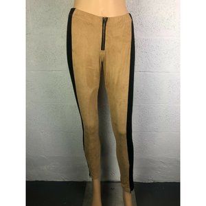 GRASS COLLECTION Tan & Black Suede Women Leggings Style # SK351288 Size 3